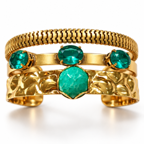 Bracelete Triplo Esmeralda
